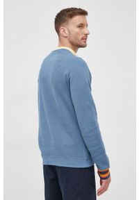 Paul Smith bluza bawełniana męska gładka. Kolor: niebieski. Materiał: bawełna. Wzór: gładki #5