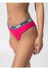 4f - Dół od bikini damski. Kolor: różowy. Materiał: materiał, włókno, dzianina. Wzór: gładki