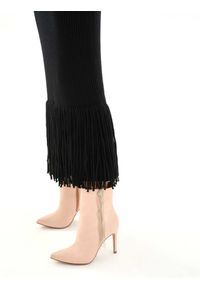 Kazar - Beżowe botki damskie. Kolor: beżowy. Materiał: nubuk. Wzór: aplikacja. Styl: elegancki, wizytowy #3