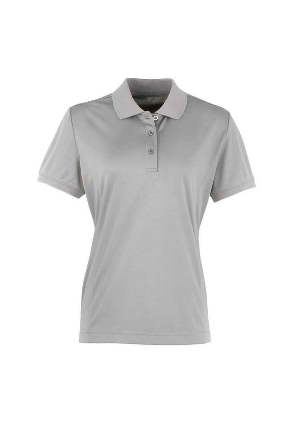 PREMIER - Damska Koszulka Polo Coolchecker. Typ kołnierza: polo. Kolor: szary