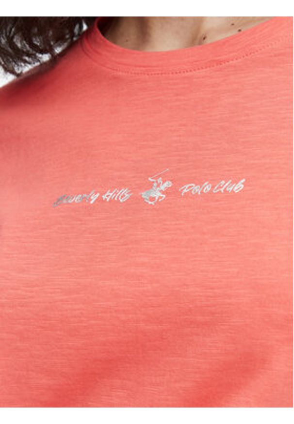 Beverly Hills Polo Club T-Shirt P-SS26W-TS6510 Koralowy Regular Fit. Typ kołnierza: polo. Kolor: pomarańczowy. Materiał: bawełna