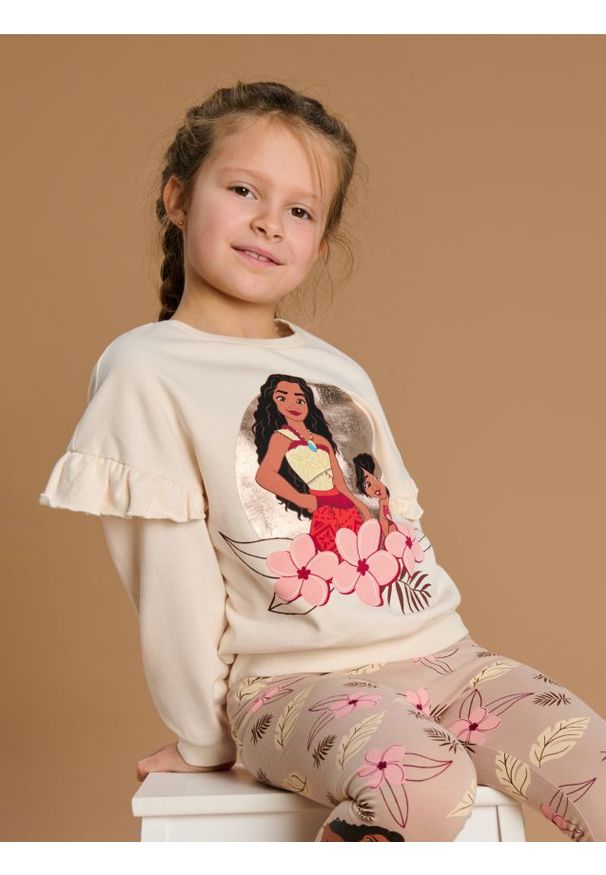 Sinsay - Bluza Disney Vaiana 2 - kremowy. Kolor: kremowy. Materiał: bawełna. Wzór: motyw z bajki