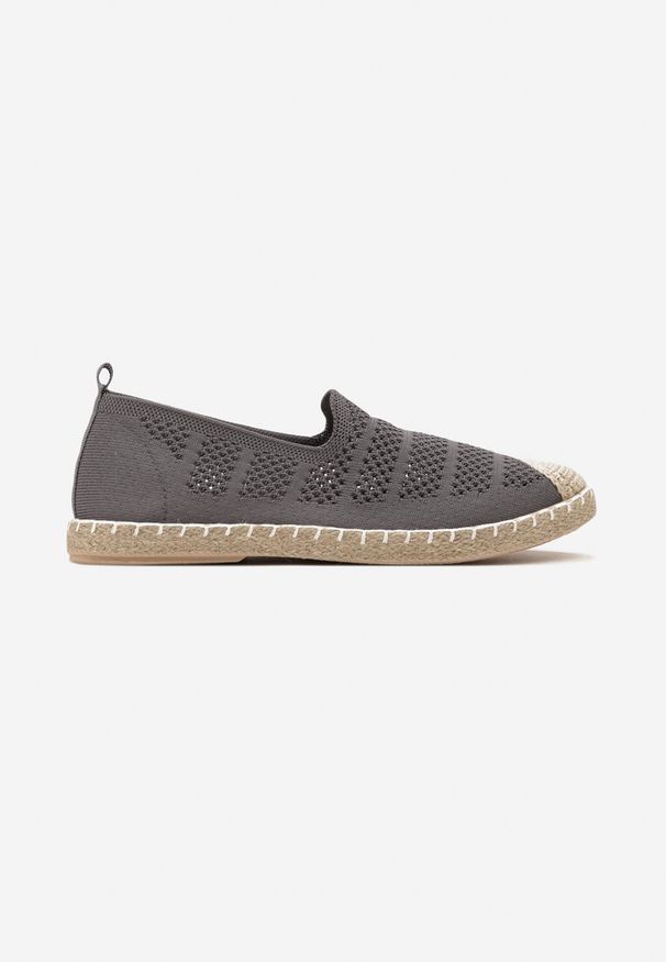 Born2be - Szare Espadryle z Ażurowej Siateczki Ozdobione Plecionką Lanivesa. Okazja: na spacer. Kolor: szary. Materiał: materiał. Wzór: aplikacja, ażurowy. Sezon: wiosna, lato