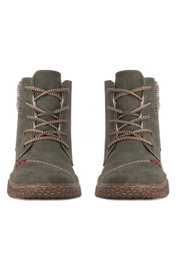 Rieker Botki Y8441-54 Zielony. Kolor: zielony. Materiał: skóra