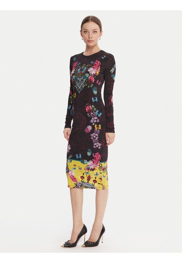 Versace Jeans Couture Sukienka codzienna 79HAO9P0 JS491 Czarny Slim Fit. Okazja: na co dzień. Kolor: czarny. Materiał: wiskoza. Typ sukienki: proste. Styl: casual