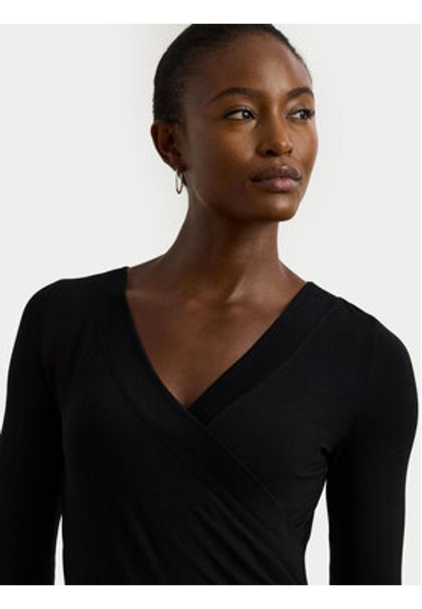 Lauren Ralph Lauren Bluzka 200824366001 Czarny Slim Fit. Kolor: czarny. Materiał: wiskoza