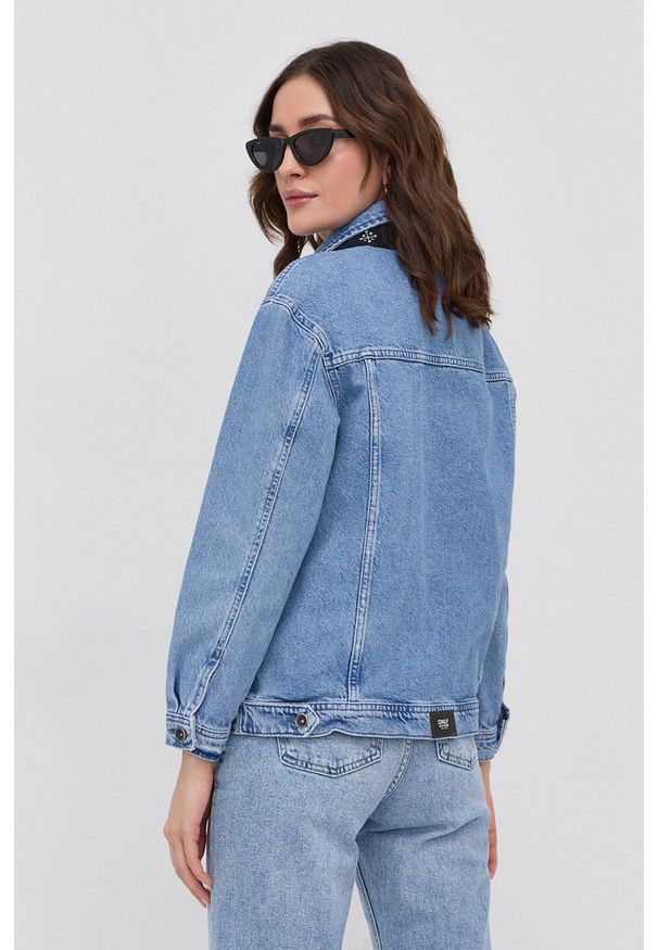 only - Only Kurtka jeansowa damska przejściowa oversize. Okazja: na co dzień. Kolor: niebieski. Materiał: jeans. Styl: casual