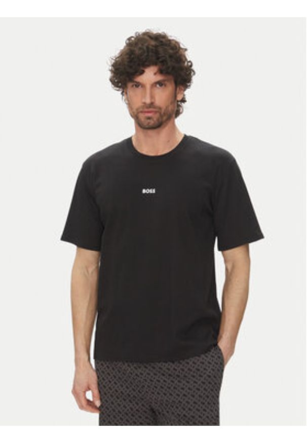 BOSS Piżama Relax 50540613 Czarny Regular Fit. Kolor: czarny. Materiał: bawełna