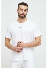 Hugo - HUGO t-shirt piżamowy kolor biały z nadrukiem. Kolor: biały. Wzór: nadruk
