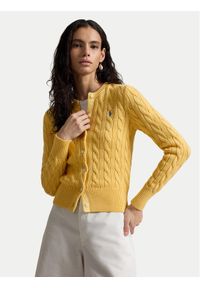 Polo Ralph Lauren Kardigan 211971868507 Żółty ciemny Slim Fit. Typ kołnierza: polo. Kolor: żółty. Materiał: bawełna #1