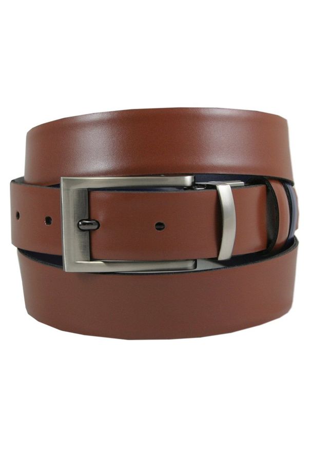 Victorio - Pasek Dwustronny do Spodni Granatowo-Brązowy 110 cm, Elegancki, Męski, Skórzany -VICTORIO. Kolor: niebieski, brązowy, wielokolorowy. Materiał: skóra. Styl: elegancki