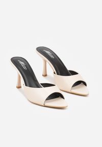 Renee - Beżowe Klapki na Szpilce ze Szpiczastym Odkrytym Noskiem Sewnila. Nosek buta: szpiczasty. Kolor: beżowy. Materiał: jeans, koronka. Obcas: na szpilce. Styl: elegancki, wizytowy #3