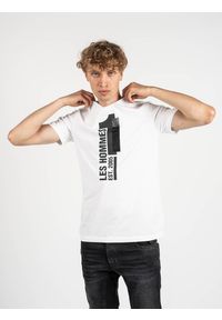 Les Hommes T-shirt | LLT205 721P | Round Neck T-Shirt | Mężczyzna | Biały. Okazja: na co dzień. Kolor: biały. Materiał: bawełna. Wzór: nadruk. Styl: casual #4