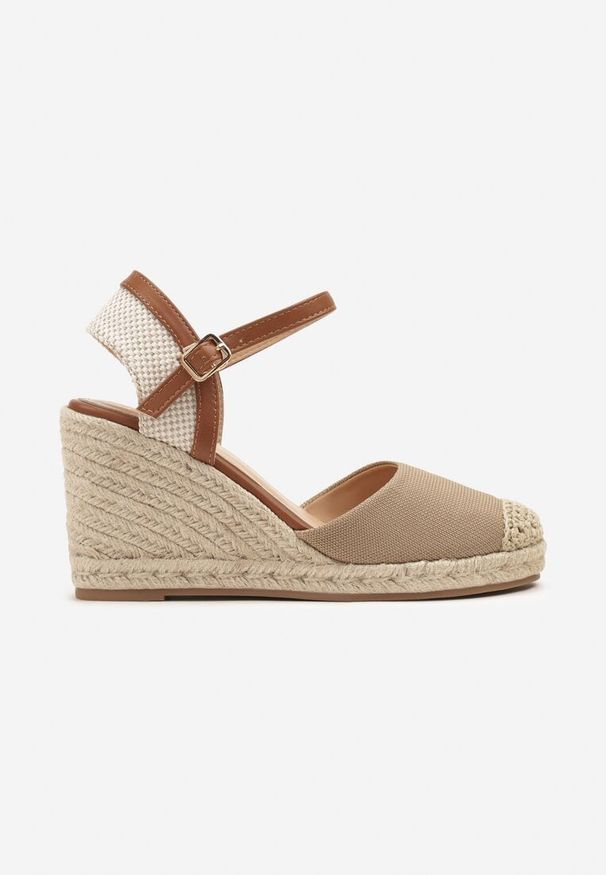 Born2be - Ciemnobeżowe Sandały Espadryle Vices na Plecionym Koturnie Amotta. Okazja: na co dzień, na spacer. Zapięcie: pasek. Kolor: beżowy. Sezon: lato. Obcas: na koturnie. Styl: elegancki, casual