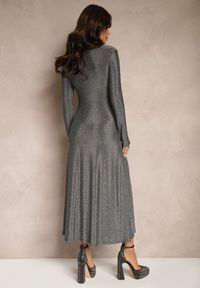 Renee - Srebrna Elegancka Sukienka z Wiskozą i Brokatem Werista. Kolor: srebrny. Materiał: wiskoza. Sezon: zima. Styl: elegancki #4