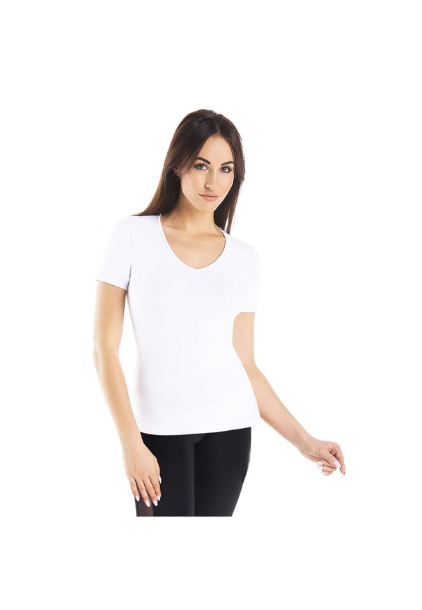 TEYLI - Koszulka T-shirt bawełniana Teyli Deko-V. Kolor: biały. Materiał: bawełna, elastan. Sport: fitness