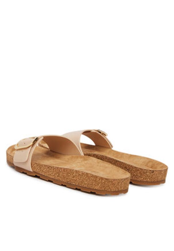 TOMMY HILFIGER - Tommy Hilfiger Klapki Cork Footbed Slip-On FW0FW09344 Beżowy. Kolor: beżowy. Materiał: skóra
