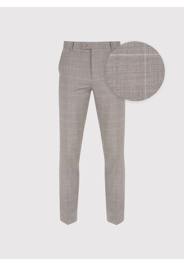 Pako Lorente - PAKO LORENTE – Garniturowe spodnie męskie w kratę. Okazja: na spotkanie biznesowe. Materiał: wełna. Styl: elegancki, biznesowy