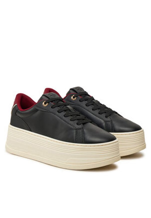 TOMMY HILFIGER - Tommy Hilfiger Sneakersy Th Platform Sneaker Triangle FW0FW08115 Czarny. Kolor: czarny. Materiał: skóra. Obcas: na platformie