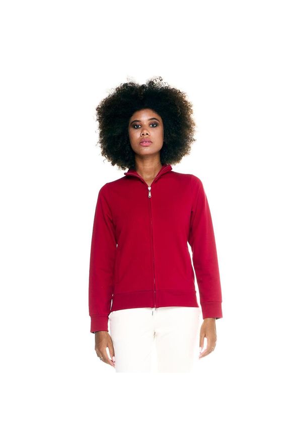 LEONE 1947 APPAREL - Damska bluza Leone Basic z zamkiem błyskawicznym na całej długości. Kolor: czerwony, brązowy, wielokolorowy. Materiał: tkanina. Sport: fitness