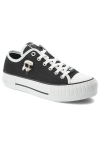 Czarne Trampki Karl Lagerfeld Buty Sportowe Premium. Okazja: na co dzień. Zapięcie: sznurówki. Kolor: czarny. Materiał: guma. Styl: sportowy #1