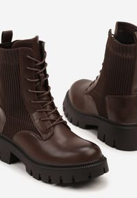 Born2be - Brązowe Botki Typu Workery z Elastyczną Cholewką Polie. Okazja: na co dzień. Kolor: brązowy. Materiał: jeans. Szerokość cholewki: normalna. Styl: casual #3