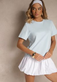 Renee - Niebieski Klasyczny T-shirt z Grubszej Bawełny Tiavone. Okazja: na co dzień. Kolor: niebieski. Materiał: bawełna. Styl: klasyczny