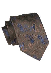 Męski Krawat Angelo di Monti - Wzory Paisley, Brązowe Tło. Kolor: brązowy, wielokolorowy, beżowy. Materiał: tkanina. Wzór: paisley. Styl: elegancki, wizytowy #1