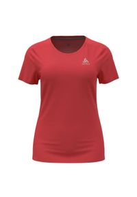 Koszulka z krótkim rękawem trekkingowa damska Odlo T-shirt F-DRY. Kolor: czerwony. Długość rękawa: krótki rękaw. Długość: krótkie. Sport: turystyka piesza
