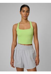 4f - 4F Crop top treningowy slim szybkoschnący damski - zielona XS. Kolor: zielony. Sport: joga i pilates, fitness #1