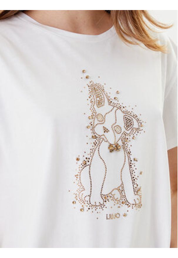 Liu Jo T-Shirt MF5412 JS923 Biały Regular Fit. Kolor: biały. Materiał: bawełna