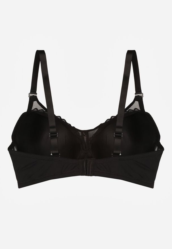 Renee - Czarny Koronkowy Biustonosz Ozdobiony Przezroczystą Wstawką Acalinai. Kolor: czarny. Materiał: koronka. Rodzaj stanika: przezroczysty. Wzór: aplikacja