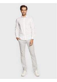 Sisley Koszula 5CNX5QL19 Biały Slim Fit. Kolor: biały. Materiał: bawełna #5