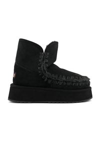 Mou - MOU Platform boot suede Śniegowce damskie. Okazja: na co dzień. Kolor: czarny. Materiał: materiał, guma, wełna, zamsz. Szerokość cholewki: normalna. Sezon: zima. Obcas: na platformie. Styl: street, klasyczny, elegancki, casual #1