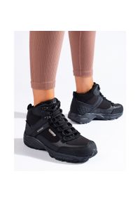 Buty trekkingowe damskie z wysoką cholewką DK czarne. Wysokość cholewki: przed kolano. Kolor: czarny. Materiał: materiał. Szerokość cholewki: normalna #4