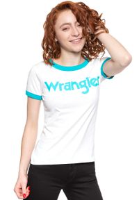 Wrangler - WRANGLER T SHIRT DAMSKI SS RINGER TEE OFF WHITE W7Z3EV737. Wzór: kolorowy #9