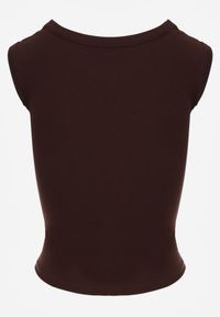 Born2be - Brązowy Dopasowany Top Bez Rękawów z Wiskozy z Kwadratowym Dekoltem Madu. Okazja: na spacer. Typ kołnierza: dekolt kwadratowy. Kolor: brązowy. Materiał: wiskoza. Długość rękawa: bez rękawów. Sezon: lato. Styl: elegancki, klasyczny #5