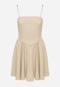 Born2be - Beżowa Gorsetowa Sukienka z Rozkloszowanym Dołem Lealetia. Typ kołnierza: dekolt gorset. Kolor: beżowy. Długość rękawa: na ramiączkach. Typ sukienki: gorsetowe #6