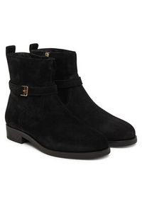 TOMMY HILFIGER - Tommy Hilfiger Botki Th Buckle Riding Suede Bootie FW0FW09047 Czarny. Kolor: czarny. Materiał: zamsz, skóra #5
