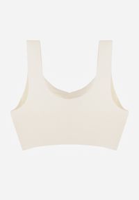 Born2be - Biały Biustonosz Sportowy z Siateczką i Usztywnionymi Miseczkami Zerirae. Kolor: biały. Materiał: dresówka. Rodzaj stanika: wyciągane miseczki #4