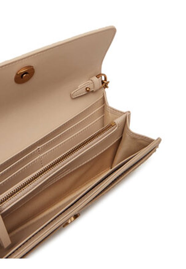 Pinko - PINKO Duży Portfel Damski Love Tiny Birds Wallet C 103765 A1YB Beżowy. Kolor: beżowy. Materiał: skóra