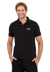 EA7 Emporio Armani - EA7 Czarna męska koszulka polo, Rozmiar XXL. Typ kołnierza: polo. Kolor: czarny #6
