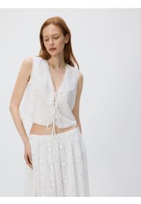 Reserved - Bawełniany top z wiązaniami - biały. Kolor: biały. Materiał: bawełna #1