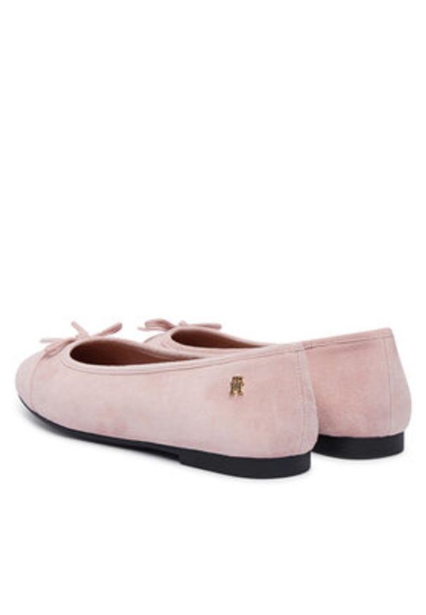 TOMMY HILFIGER - Tommy Hilfiger Baleriny Th Monogram Suede Ballerinas FW0FW09357 Różowy. Kolor: różowy. Materiał: skóra