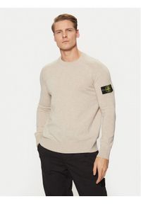 Stone Island Sweter 8115545B4 Beżowy Regular Fit. Kolor: beżowy. Materiał: wełna