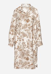 Born2be - Beżowa Wiskozowa Sukienka Koszulowa w Kwiaty Varvesa. Okazja: na co dzień. Typ kołnierza: kołnierzyk klasyczny. Kolor: beżowy. Materiał: wiskoza. Długość rękawa: długi rękaw. Wzór: kwiaty. Typ sukienki: koszulowe. Styl: klasyczny, casual, elegancki #3