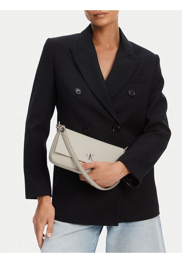 Calvin Klein Jeans Torebka Minimal Monogram Shoulder Pouch LV04K3161G Biały. Kolor: biały. Materiał: skórzane