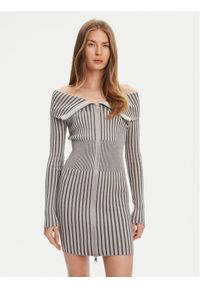 Guess Sukienka dzianinowa W5YK28 Z30I2 Szary Slim Fit. Kolor: szary. Materiał: wiskoza