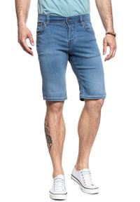 Mustang - SPODENKI MUSTANG Chicago Short DENIM BLUE 1008363 5000 312. Materiał: denim