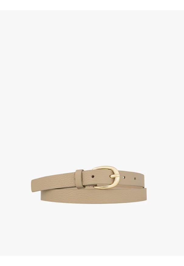 Ryłko - Beżowy pasek ze skóry licowej. Kolor: beżowy. Materiał: skóra